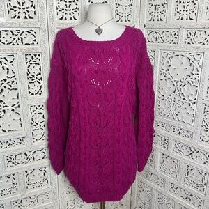 Vintage Nordstrom Point Of View Purple Magenta Chunky Oversized Bubble Sweater‎